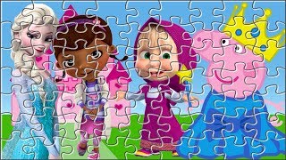 Puzzle de Peppa Pig disfrazada de Reina junto a sus amigas Masha y Elsa