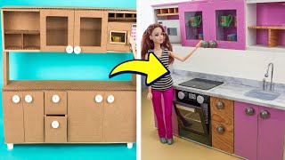 How to Make Complete Kitchen for Dolls with Cardboard ♻ Recycled Toy | Oven | Cooktop🔥Cabinet