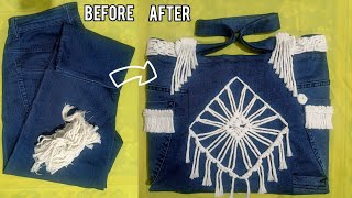 👉💥#EP7 | Jeans recycle bag tutorial/Macrame Handbag from old jeans 😍