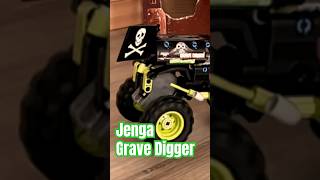 Big Jenga Tower Crash: LEGO Grave Digger Truck vs. Jenga #monstertruck #monsterjam #legotechnic