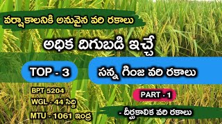 వానాకాలం సన్నగింజ వరి రకాలు | Fine grain Rice Varities | Long duration | Suitable for kharif season