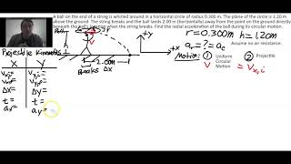 Centripetal Acceleration, Projectile Motion Problem Calculat