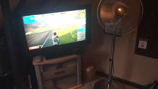 Wahoo climb steering with lazy Susan on Zwift mtb course