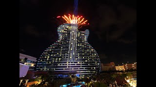 This 450 foot tall GUITAR Hotel has the best lighting show for guest!