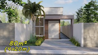 01- Casa em em meio lote de 80m² | DIMENSÕES 4X20 | Dois quartos