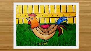 How to draw a cock | Easy cute cartoon cock drawing and colouring | Waste cardboard reuse idea |