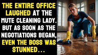 The entire office laughed at the mute cleaning lady… But as soon as the negotiations began