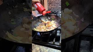 Asian Street Food - Making STIR FRY Shanghai Noodles with Chicken and Shrimp #cookingathome #tasty