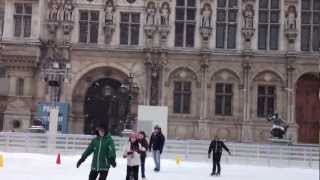 Flat Stanley Goes Ice Skating at the Hotel de Ville in Paris