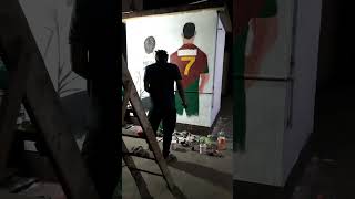 Amazing Wall painting done by a football fan🔝#fifaworldcup2022 #qatar #soccer #footballshorts #short