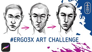 Watch me draw #ergox3 ART CHALLENGE  by ERGOJOSH [digital portrait drawing in procreate]