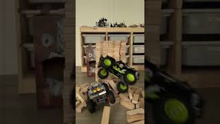 Monster Truck Max-D vs. Blocks of Jenga: Demolition Chaos #monsterjam  #monstertruck #jenga #lego