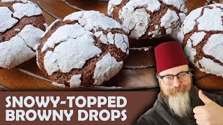 Snowy-topped brownie drops