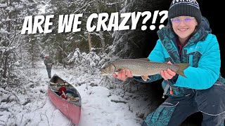 WE BROUGHT A CANOE: Ice Fishing for Splake on Thin Ice! Northern Maine Ice Fishing