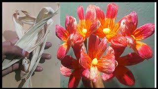 How to make Flower with Corn Husk | Amazing out of waste craft | Waste material craft ideas.