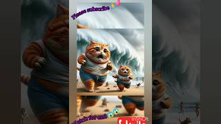 Cute kitten loss in beach waves short trending #jcb #video #new  story@Cutecat Animals-z5k 🥰