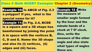 Class 6 Math Ch-2 Example 10 to 12 Math NCERT Exemplar Solution|MATH|NCERT|Geometry|CBSE|Chapter 2|