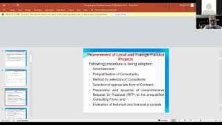 Brief Overview of Procurement of Consultant's Services Process by Mr. Mansoor Ali