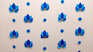 DIY Paper Wall Hanging Easy | Diwali  Decor | Lotus Flower Backdrop | Pooja Room Decoration Ideas