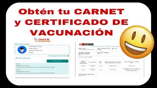 Cómo obtener el CARNET Y CERTIFICADO DE VACUNACIÓN