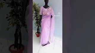 Light Lavender Designer Occasion Saree | Designer Saree in Kerala | Baptism Saree For Parents