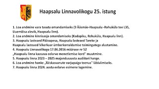 Haapsalu Linnavolikogu istung (22.12.2023)