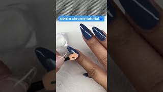 Denim chrome nails art