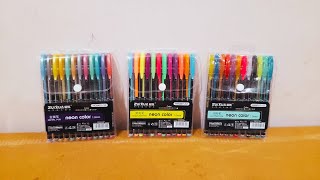 Unboxing and Review of Glitter, gel, neon color pen set for students gift