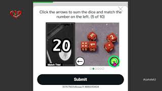 Click the arrows sum the dice and match the number on the left #funCaptcha