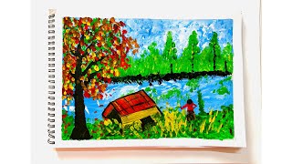 How to draw painting scenery/Sukla Drawing Vlogs ###