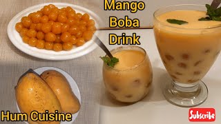 Mango Boba/Bubble Drink | Homemade Mango Bubbles With Tapioca Starch