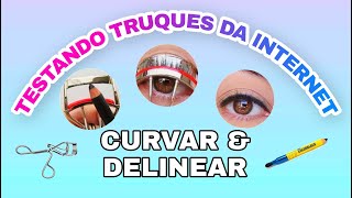 Testando truques da Internet - curvar e delinear os olhos ao mesmo tempo com lápis de olho #shorts