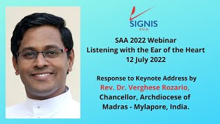 SAA 2022 Response to Keynote Address by Rev Dr  KJ Verghese Rozario