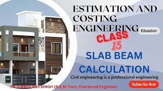 CLASS-15 SLAB BEAM CALCULATION Estimating and Costing in Civil Engineering  #estimationandcosting