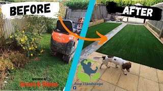 how I landscape building artificial grass, sleeper bed pet friendly artificial grass DIY time-lapse