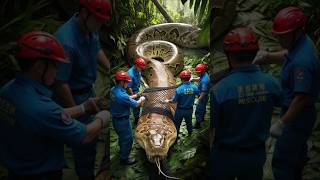 Incredible Rescue! Giant Python Freed from Net Safely #shorts