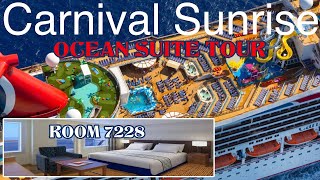 Carnival Sunrise Cruise Ocean Suite Room 7228 Tour