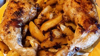 Poulet rôti à la poêle/دجاج محمر بدون فرن