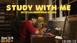 Live belajar bareng 3 jam | Study with me, 25-5 Pomodoro With Rain Sound