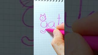 Dibujo GATOS con la palabra gatos. #videoshorts #drawing #art #cats #letras #juego #shorts #funny