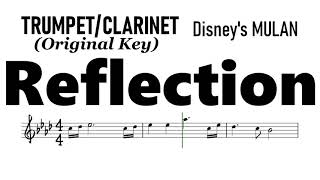 Reflection Trumpet Clarinet  Original Key Sheet Music Backing Track Partitura Disney's Mulan