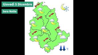 Il tempo previsto per la giornata di Giovedì 5 Dicembre 2024