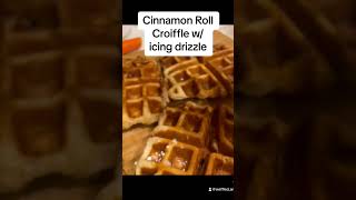 Cinnamon Roll Croissant Waffle w/ icing drizzle