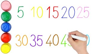 (Number Game) Learn Numbers from 5 to 50 for Kids | Write Numbers with Colored Pencils and Read