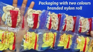 Packaging with two colours branded nylon roll