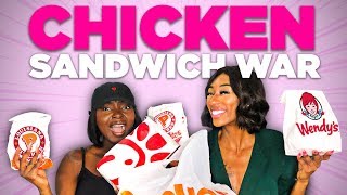 BEST CHICKEN SANDWICH?! POPEYES VS. CHIC FIL A VS. WENDYS |LALAMILAN ft SHALOM BLAC