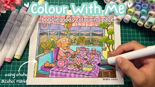 Colour With Me🌸cosy breakfast nook 🍳🥞 bobbie goods colouring page | using ohuhu alcohol markers