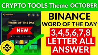 Binance Crypto WODL Answers Today | All Letters WOTD | Binance Word of the day | Crypto Tools Theme