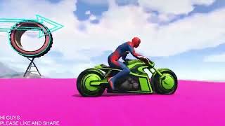 GTA V Stunts & Ramps With Superheroes Driving Bing Latest Motorcycle  GTAV Mods