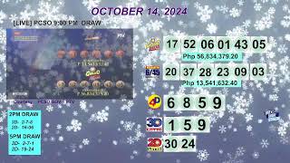 [LIVE] PCSO 9:00 PM DRAW - OCTOBER 14, 2024 LOTTO RESULTS